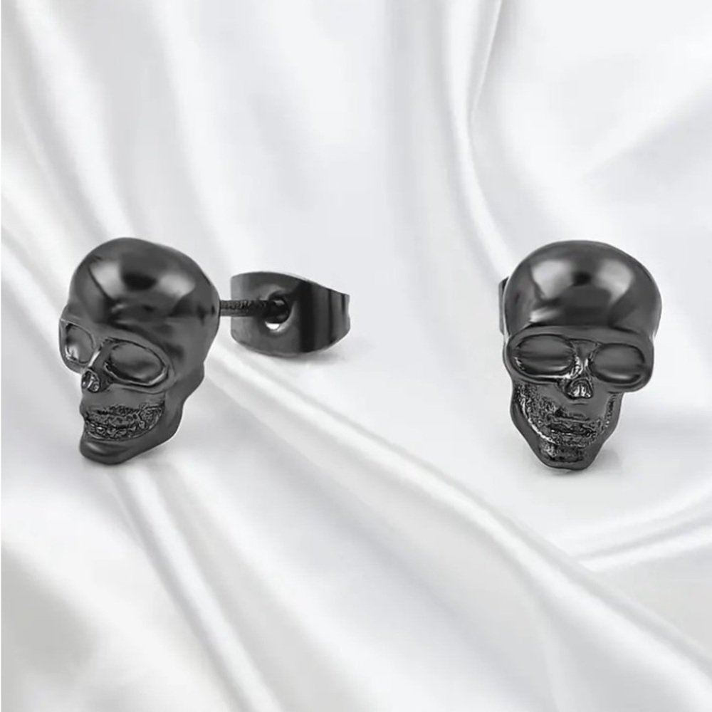 NEW Black skull earrings skeleton earrings goth jewelry punk earrings